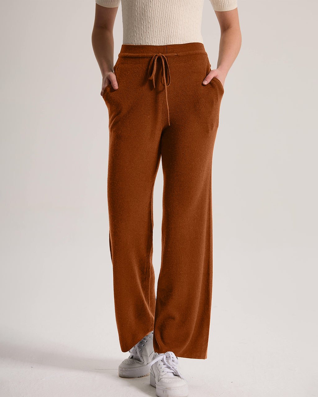 Cashmere Ribbed Wide-Leg Pant