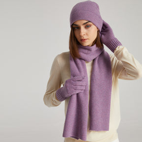 Cashmere Scarf Beanie Gloves 3 set