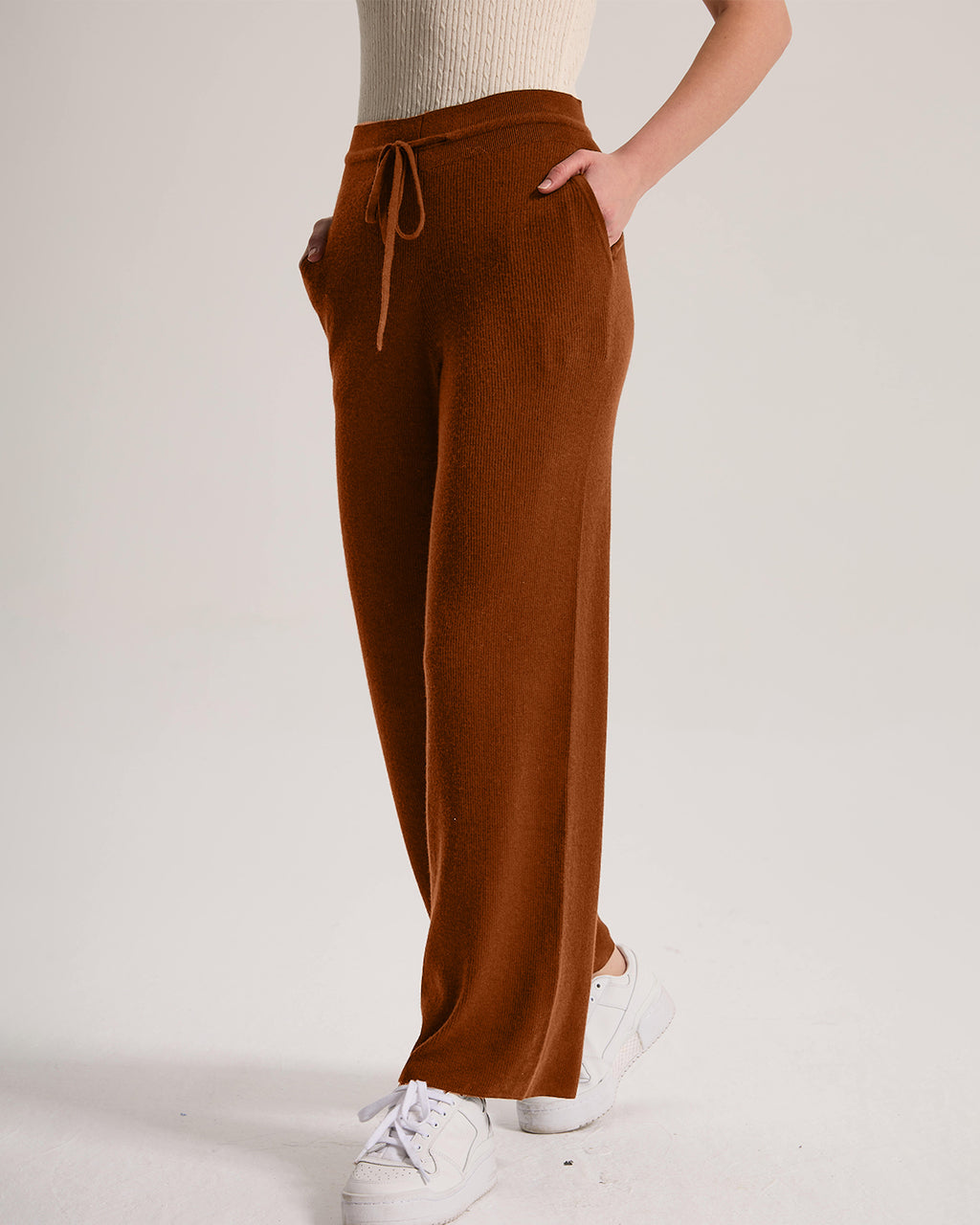 Cashmere Ribbed Wide-Leg Pant