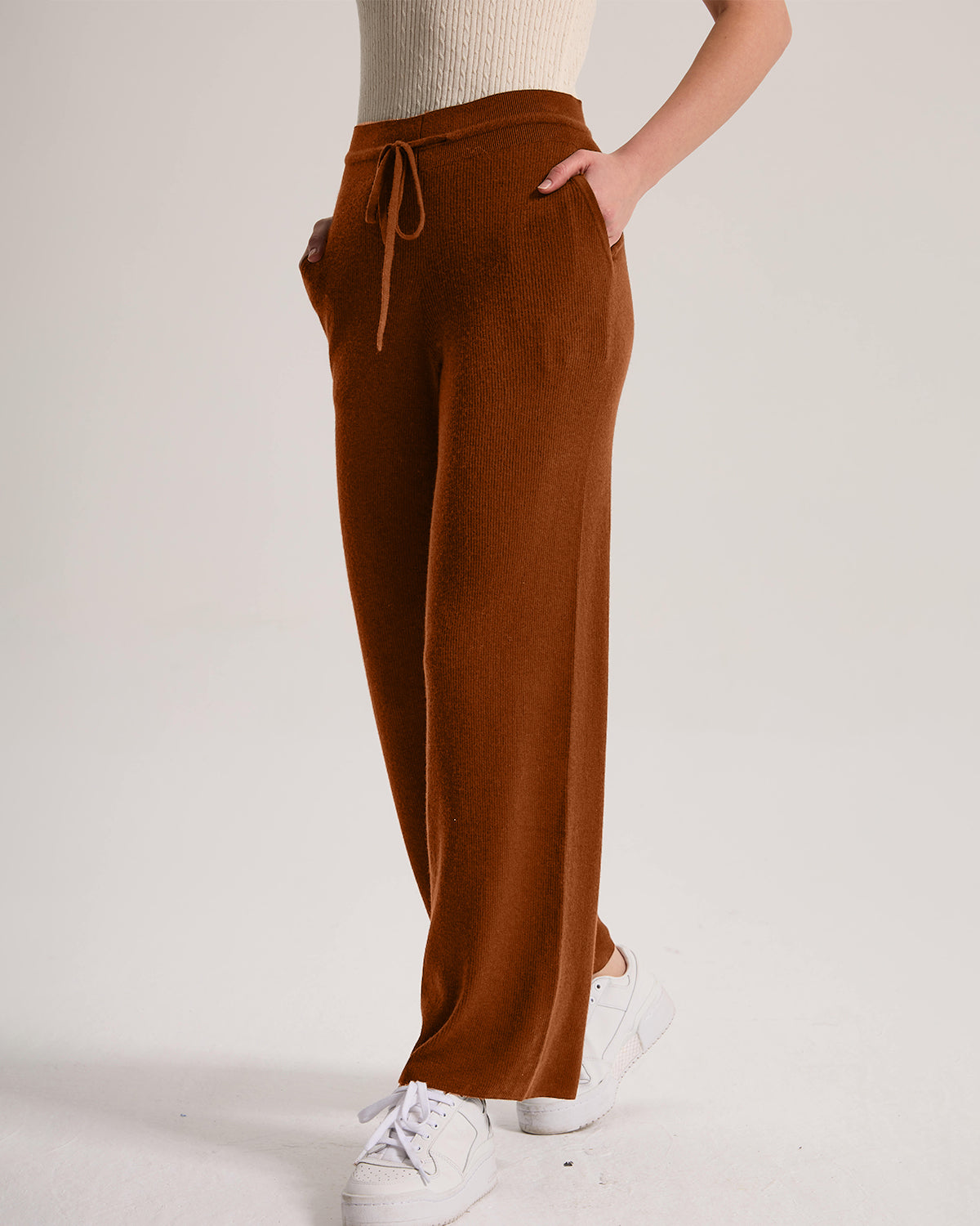 Cashmere Ribbed Wide-Leg Pant