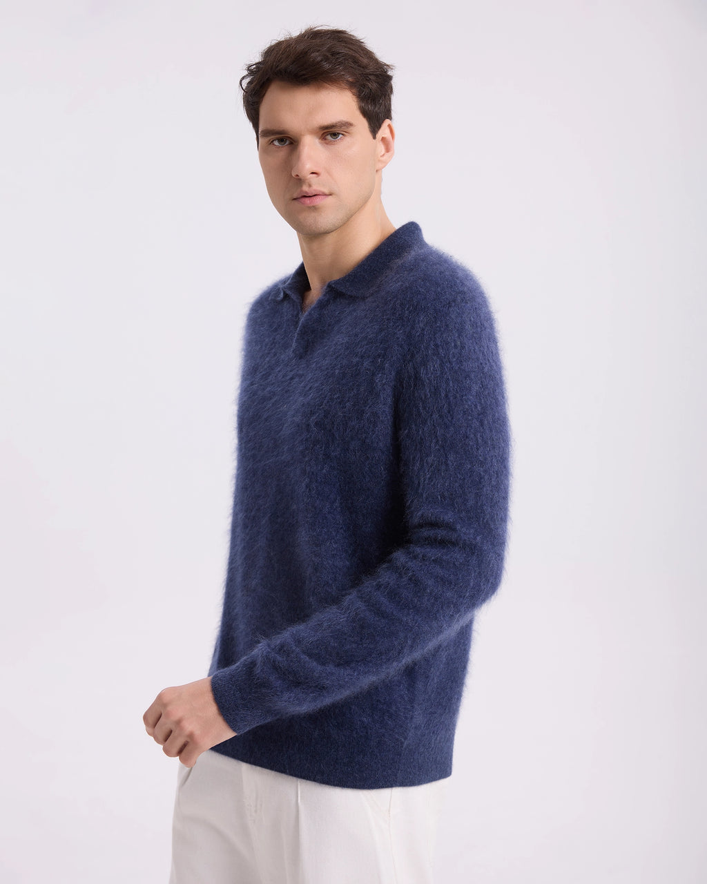 Brushed Cashmere Polo Sweater
