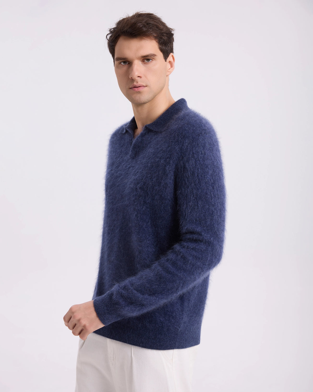 Brushed Cashmere Polo Sweater