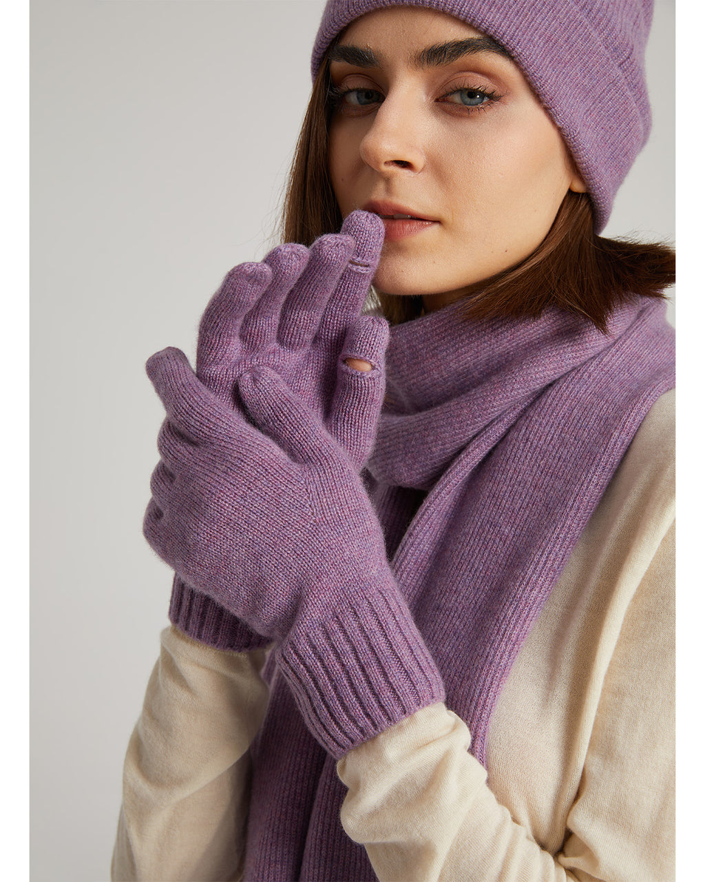 Cashmere Scarf Beanie Gloves Set