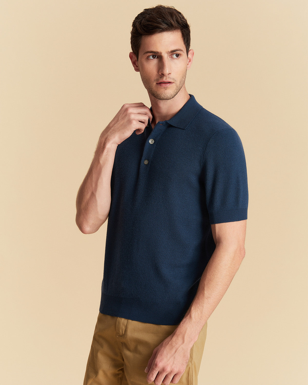 Jacquard Wool Polo Shirt