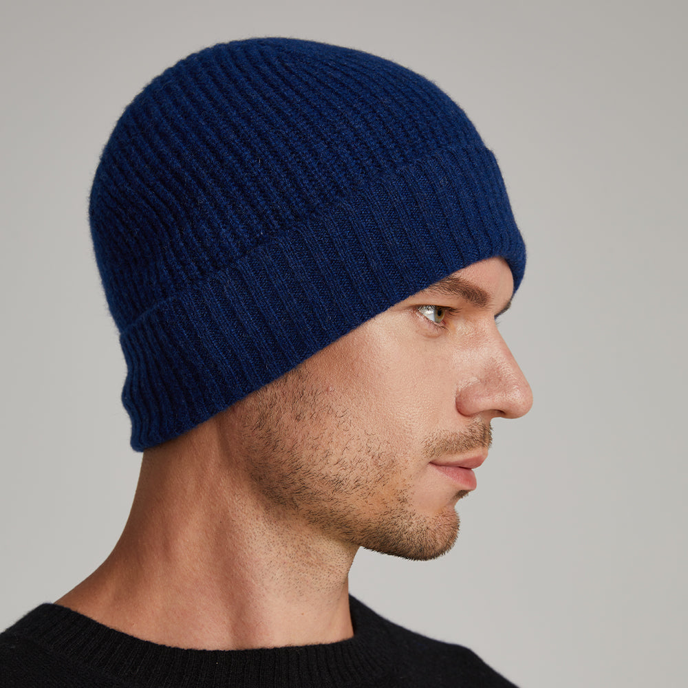 Unisex Cashmere Ribbed Beanie