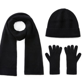 Cashmere Scarf Beanie Gloves 3 set