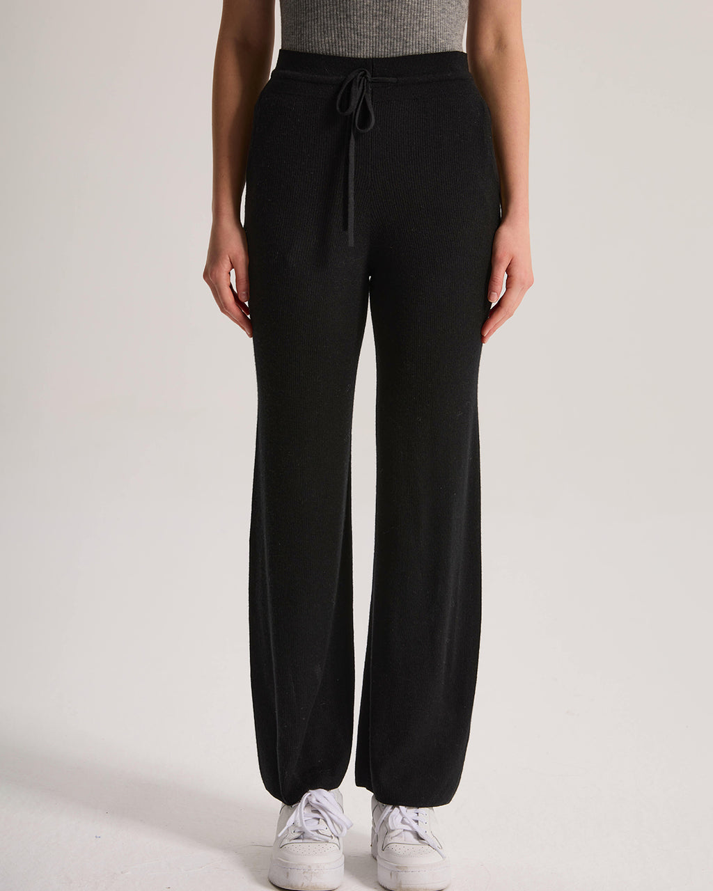 Cashmere Ribbed Wide-Leg Pant