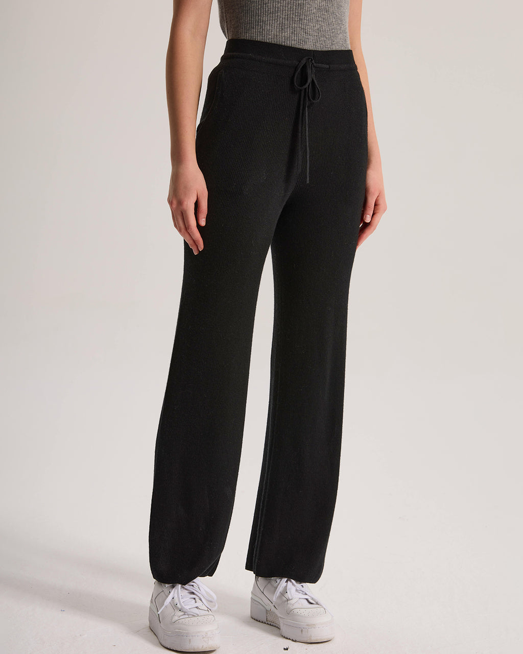 Cashmere Ribbed Wide-Leg Pant
