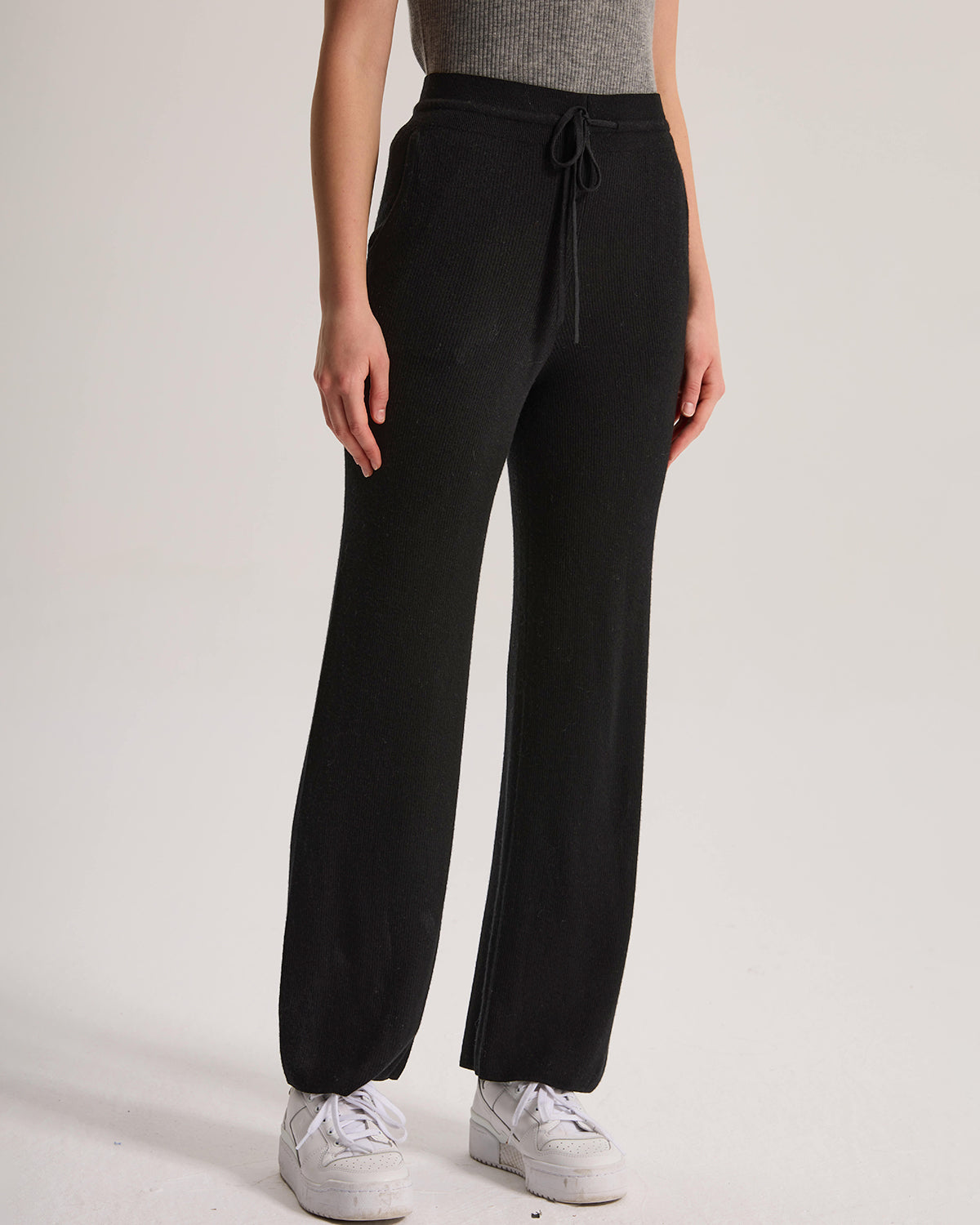 Cashmere Ribbed Wide-Leg Pant