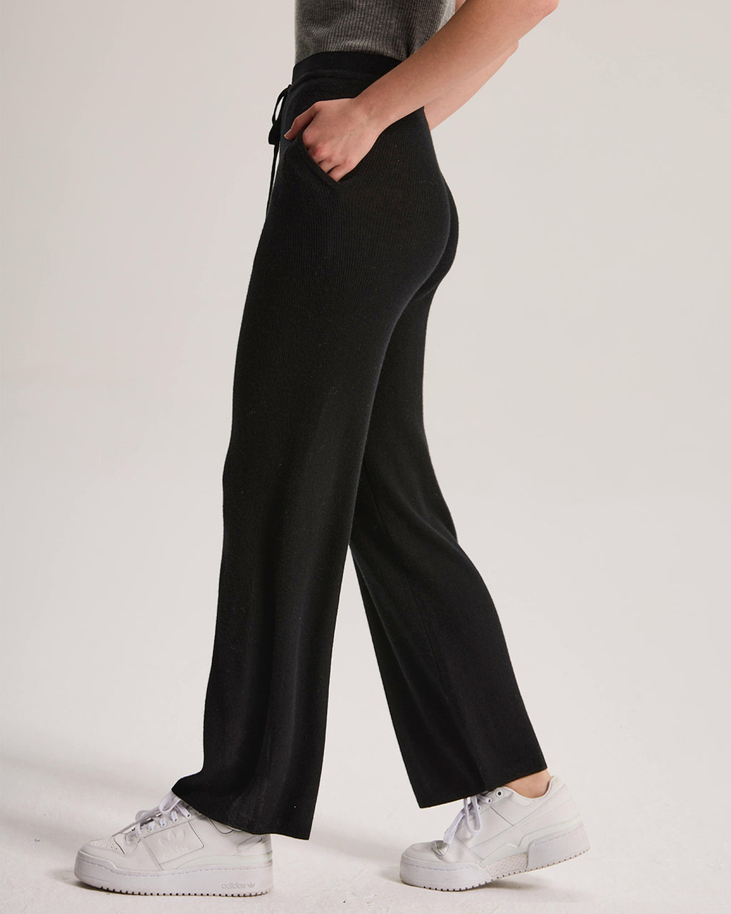 Cashmere Ribbed Wide-Leg Pant
