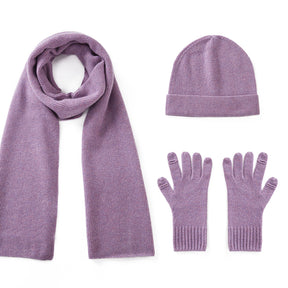 Cashmere Scarf Beanie Gloves 3 set