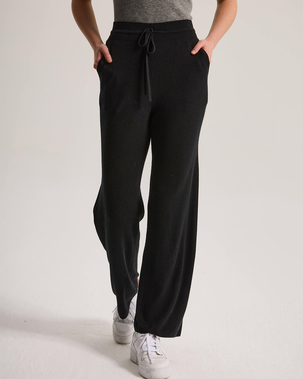 Cashmere Ribbed Wide-Leg Pant