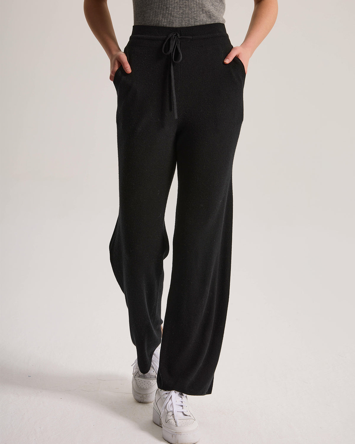 Cashmere Ribbed Wide-Leg Pant
