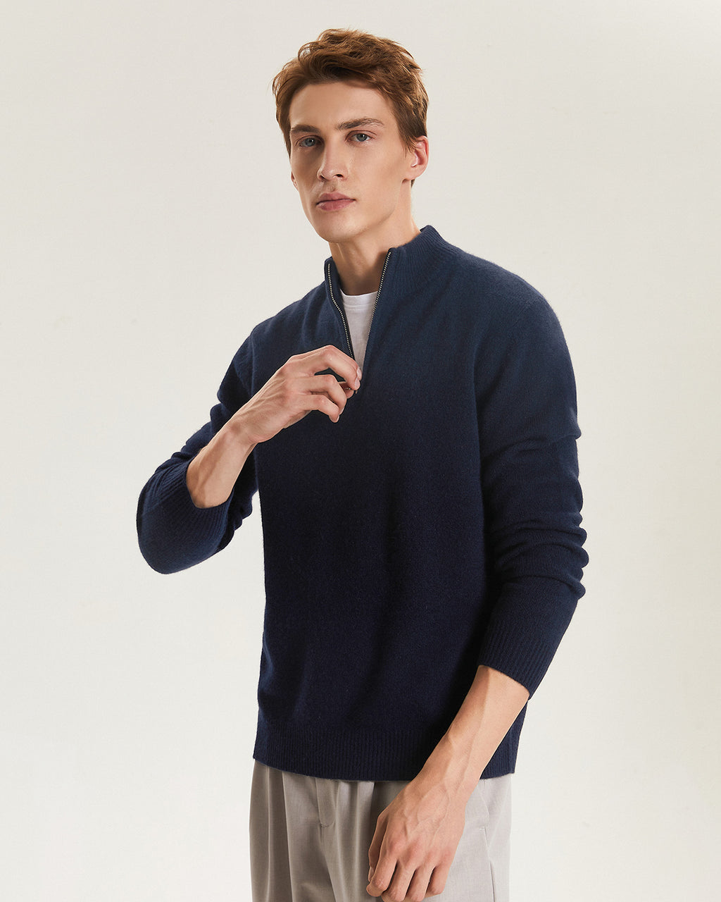 Quarter-Zip Recycled Cashmere Sweater