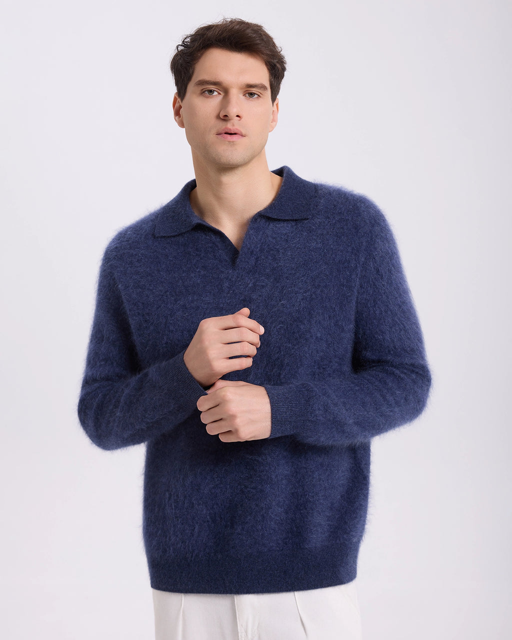 Brushed Cashmere Polo Sweater