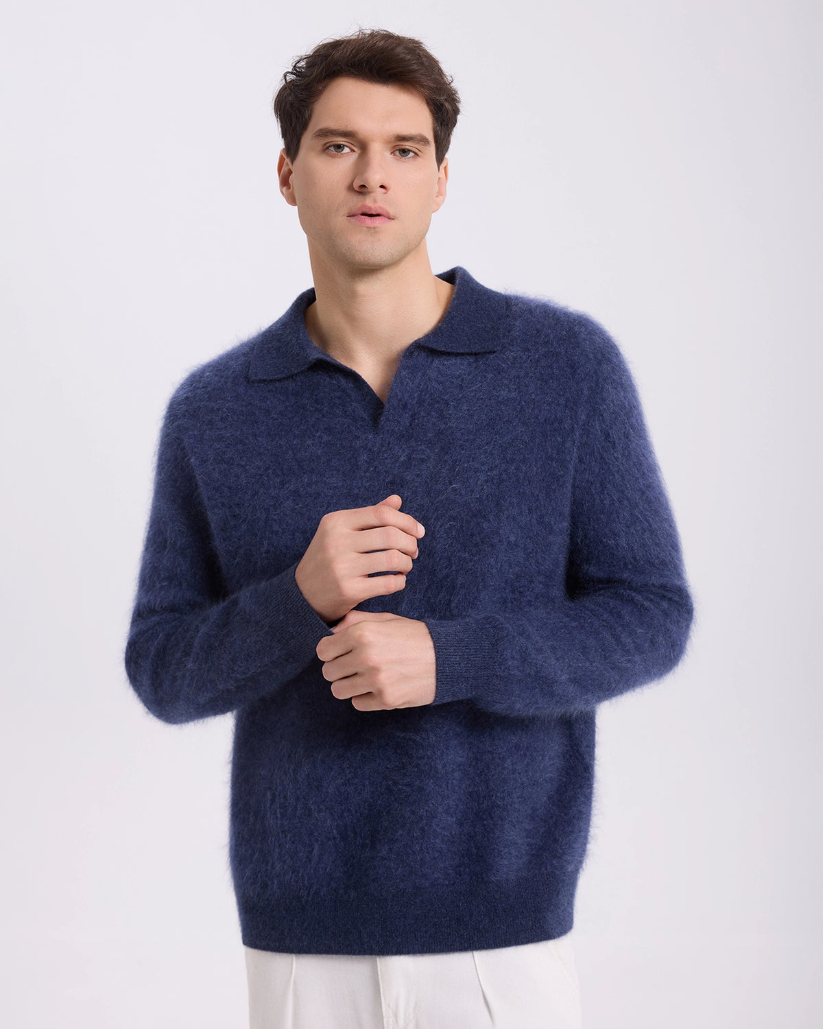 Brushed Cashmere Polo Sweater