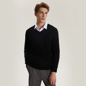 Men's Long Sleeve V-Neck Cashmere Sweater