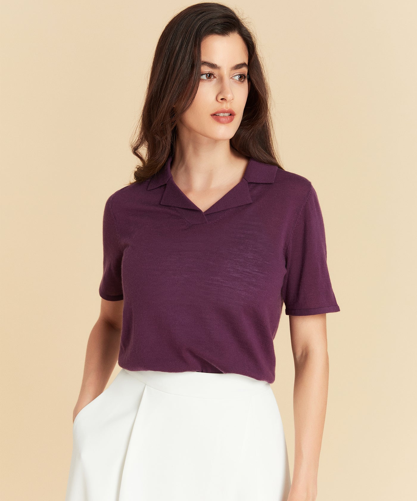 short sleeves polo (wool/silk/cashmere)