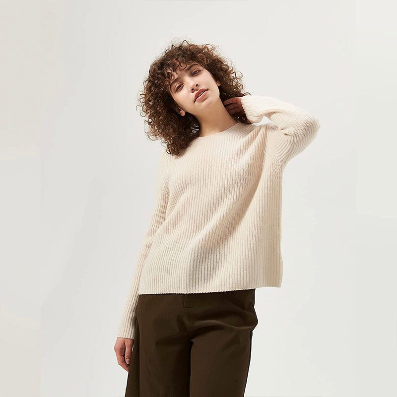 Crewneck Ribbed Cashmere Sweater(50% Recycled)