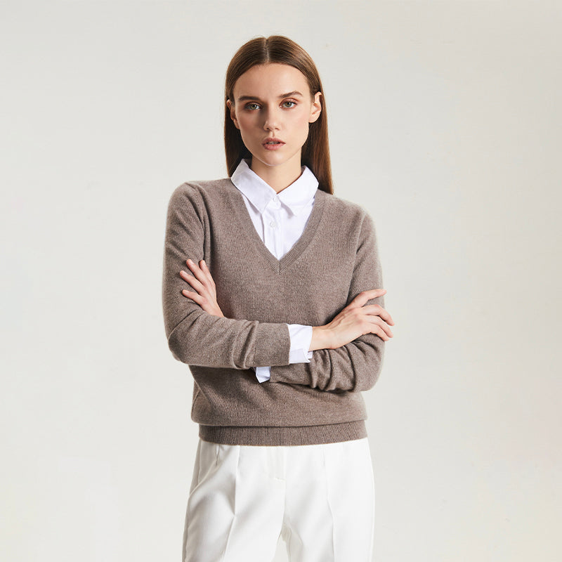 V-Neck 100% Cashmere Sweater