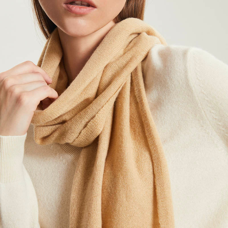 Women's Pure Color Knit Cashmere Scarf