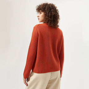 Women's Essential Cashmere Crewneck Ribbed Pullover Sweater