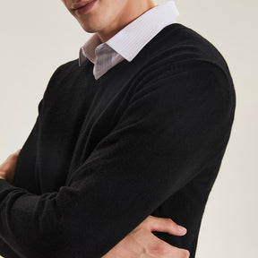 Men's Long Sleeve V-Neck Cashmere Sweater