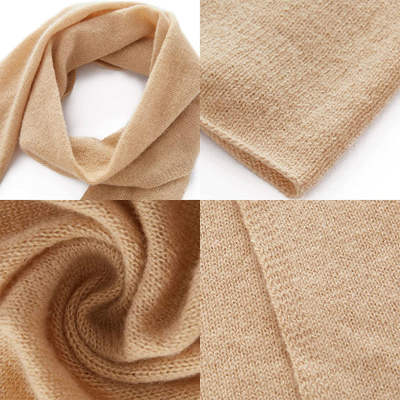 New 100% Cashmere Wool Scarf Beanie Watch Cap Knit Hat Taupe Marl