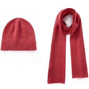 100% Women Pure Cashmere Beanie Hat & Cashmere Scarf Set