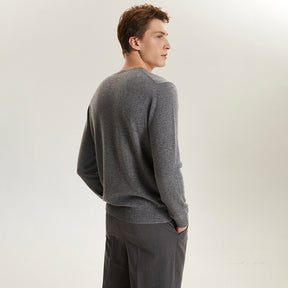 Men's Long Sleeve V-Neck Cashmere Sweater