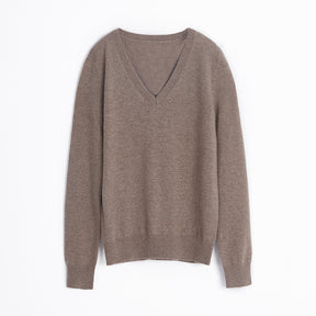 Undyed V-Neck 100 Cashmere Sweater